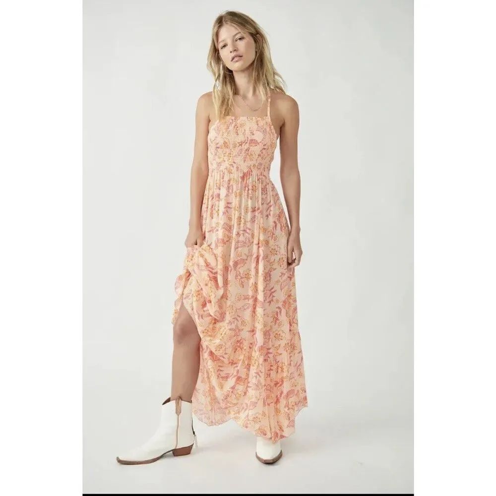 Free People Wave Printed Maxi Slip Dress